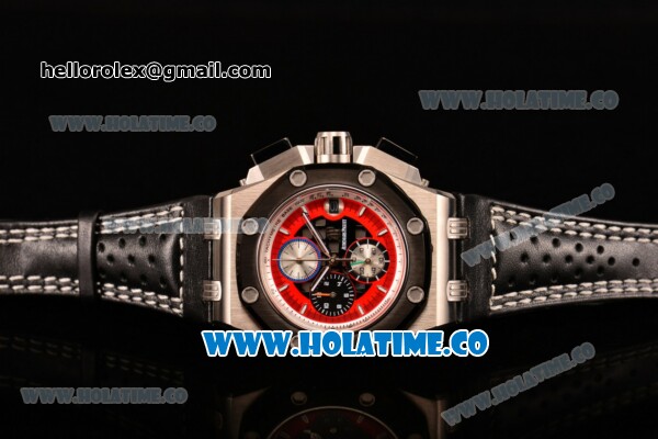 Audemars Piguet Rubens Barrichello Chrono Miyota Quartz Steel Case with PVD Bezel Stick Markers and Red/Black Skeleton Dial (EF) - Click Image to Close